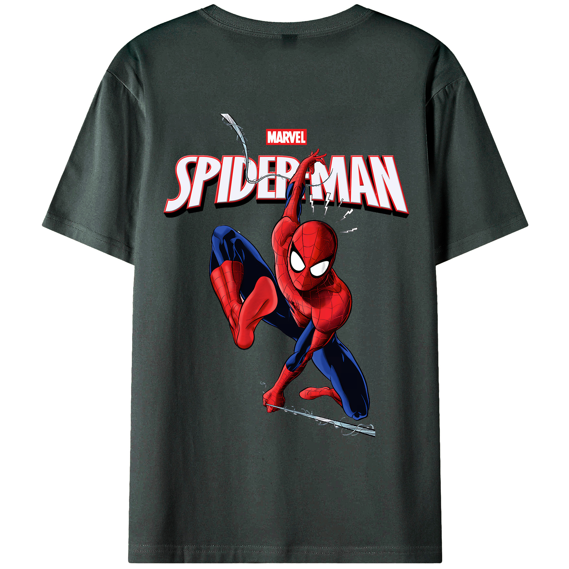 （画像用） Spider Man スパイダーマン 綿100％ メンズ半袖Tシャツ（バックプリント） 通気性